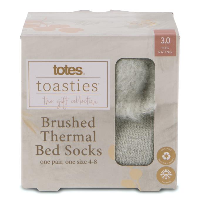 totes toasties Ladies Thermal Brushed Bed Sock Grey Extra Image 4